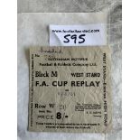 60/61 Tottenham v Sunderland FA Cup Replay Football Ticket: Fair/good condition from the double