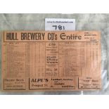 1905/1906 Hull City v Leicester Fosse Football Programme: 2nd Division match dated 14 4 1906. Single