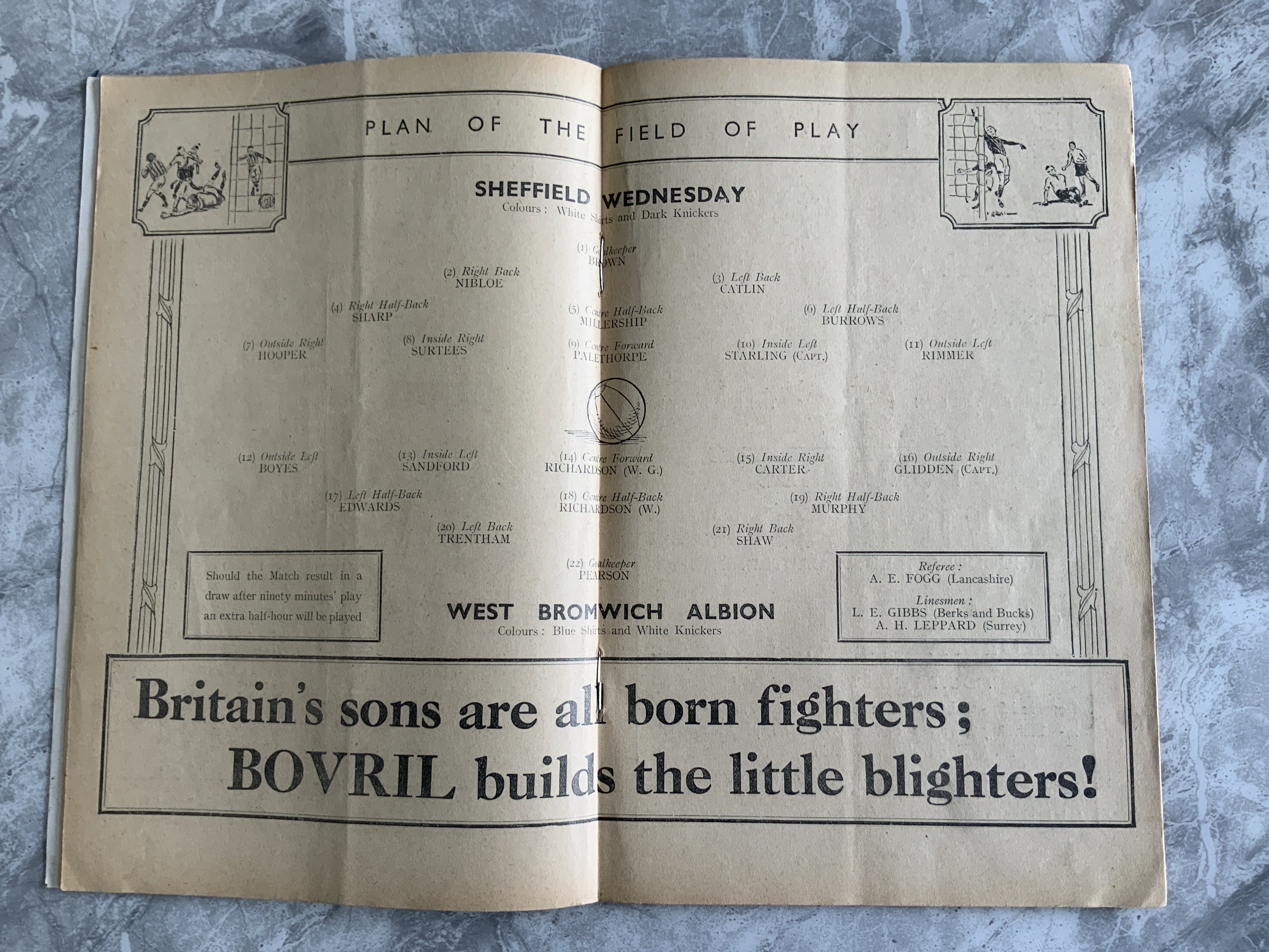 1935 FA Cup Final Football Programme: Sheffield Wednesday v West Brom in good condition except for - Image 3 of 3