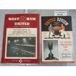 1957 Youth Cup Final Football Programme: Both legs of the Manchester United v West Ham match.