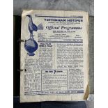 52/53 Tottenham Home Football Programmes: 34 programmes in a ring binder with punch holes. 21