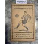 38/39 Chesterfield v Nottingham Forest Football Programme: 2nd Division match dated 17 12 1938. Good