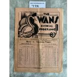 32/33 Swansea Town v Bury Football Programme: Fair/good condition 2nd Division League match with