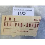 58/59 Belgrade v Chelsea Football Ticket: Fairs Cup dated 13 5 1959 with piece torn off to right