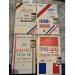 France 1950s Home Football Programmes: 1956 Hungary Russia 1958 Italy Germany. Good. (4)