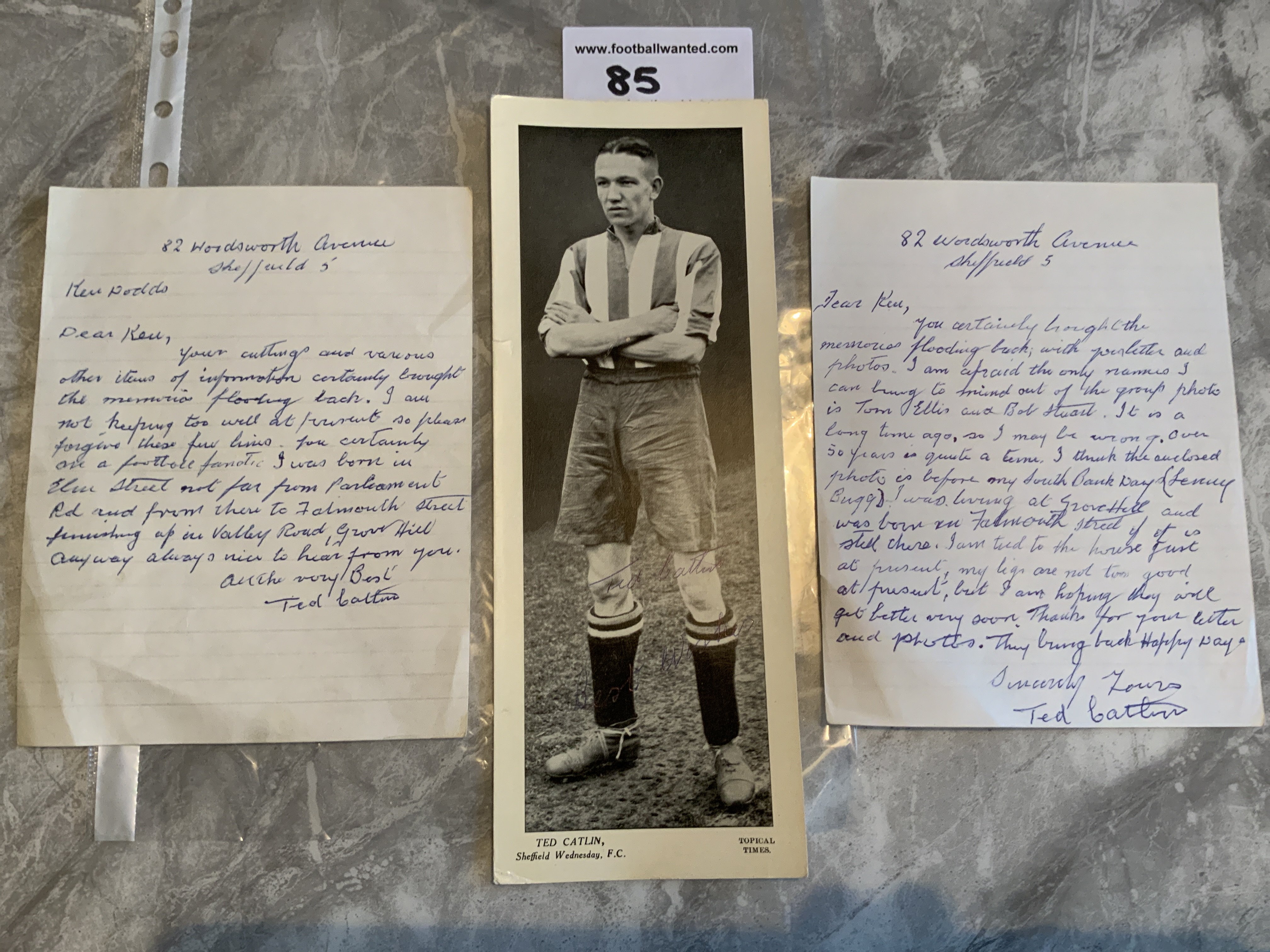 Sheffield Wednesday Pre 1st World War Football Postcards + Letters: Postcards of Campbell 1911 and - Bild 2 aus 3