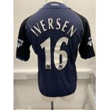 Tottenham 2002/2003 Match Worn Football Shirt: Blue short sleeve away shirt made by Kappa with