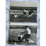 48/49 QPR v Brentford Football Press Photos: 8 x 6 inch black and white photos with match action and