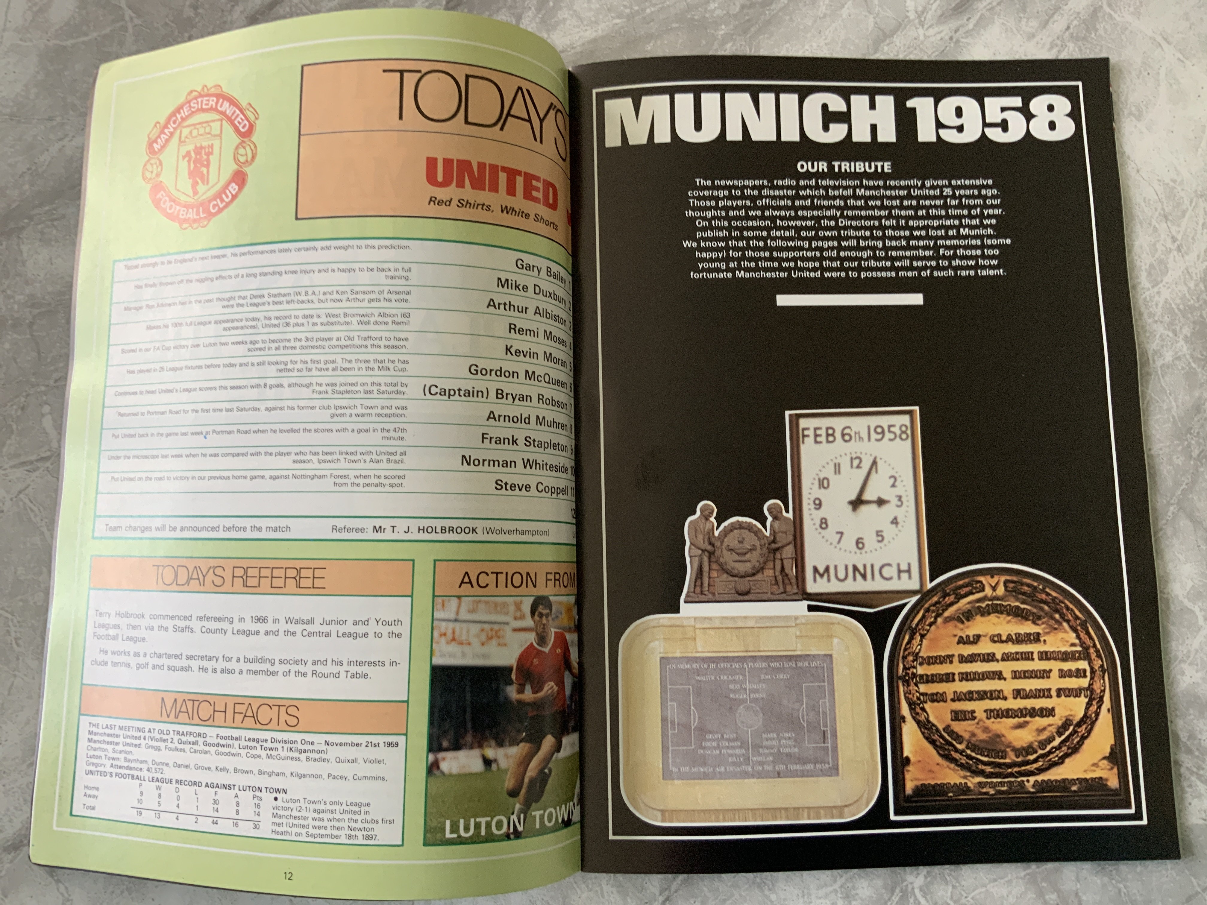 82/83 Manchester United v Luton Town Postponed Football Programme: Mint condition obtained from - Image 2 of 3