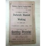 31/32 Dulwich Hamlet v Woking Football Programme: Good condition gatefold programme from the