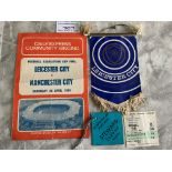 1969 Leicester City FA Cup Final Football Memorabilia: Small previously stuck down pennant, match