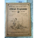 1910/1911 Tottenham v Sunderland Football Programme: First Division dated 1 4 1911 with no team