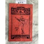 1939 FA Cup Semi Final Football Programme: Portsmouth v Huddersfield at Arsenal. Fair/good with no