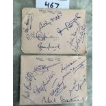 West Ham 59/60 Football Autographs: Two pages removed from autograph book with 15 signatures to