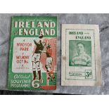 1948 Ireland v England Football Programmes: Both the official and souvenir programme for the match