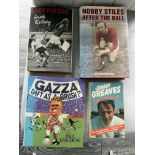 Signed Football Books: Jack Kelsey Over The Bar, Nobby Stiles After The Ball, Gazza Daft As A