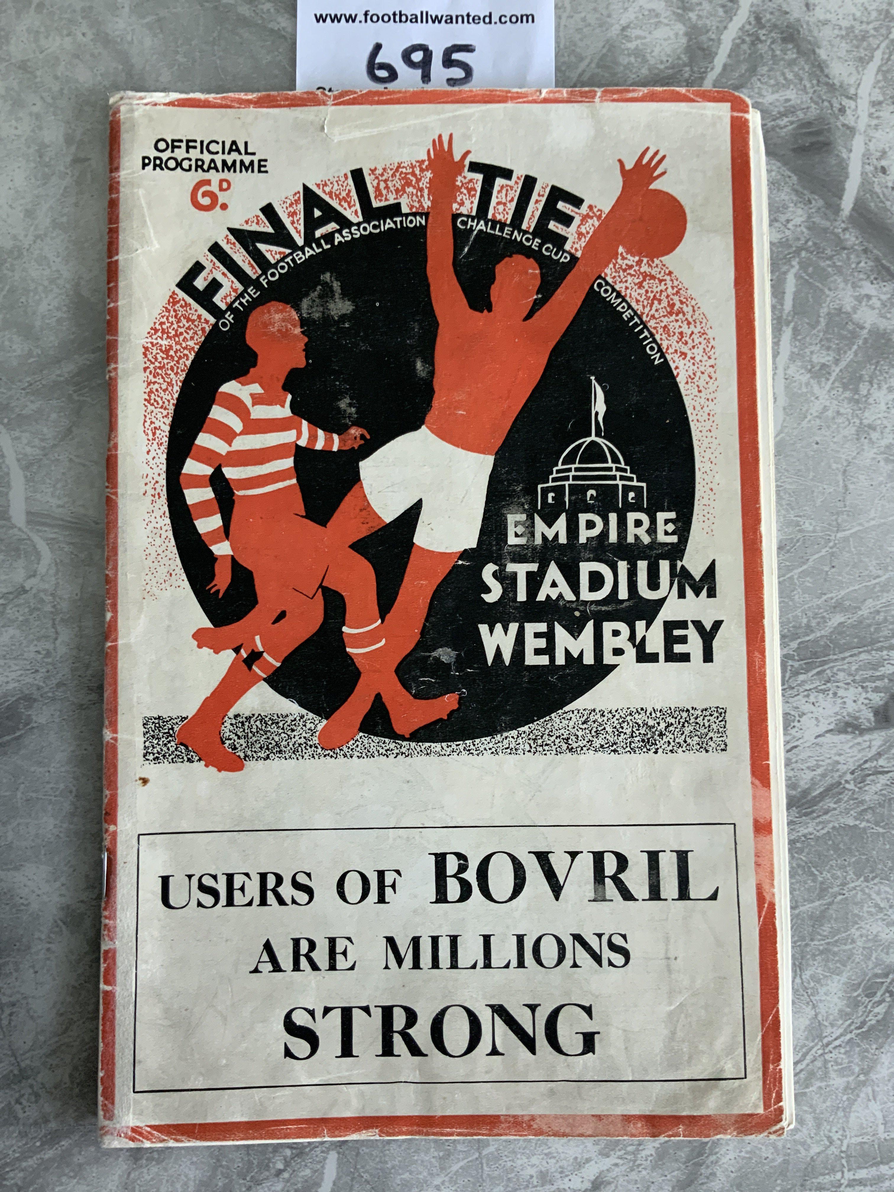 1934 FA Cup Final Football Programme: Manchester City v Portsmouth in good condition with no team
