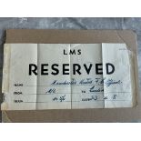 1948 Manchester United FA Cup Final Pennant + Train Sign: LMS reserved sign that was stuck in the