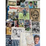 Signed Football Memorabilia: Quantity from a deceased estate to include pictures photos and