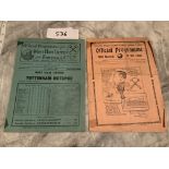 38/39 West Ham v Tottenham Football Programmes: Matches at Upton Park and White Hart Lane in overall