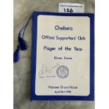 Chelsea 1978 Player Of The Year Signed Football Menu: Signed to front by Bonetti and rear by