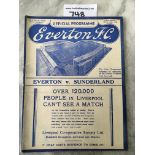37/38 Everton v Sunderland Football Programme: Very good condition programme with no team changes.