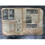 1940s Peterborough United Football Scrapbook: 10 large pages with match reports team groups and