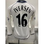 Tottenham 2002/2003 Match Worn Football Shirt: White long sleeve home shirt made by Kappa with