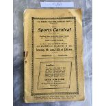 1929 Glasgow Football Tournament Programme: Athletics programme from Scotstoun in June 1929 with a