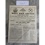 55/56 West Ham v Bury Postponed Football Programme: Dated 4 2 1956 in good condition with no