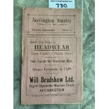 37/38 Accrington Stanley v Hartlepool Football Programme: Division 3 North match in good condition