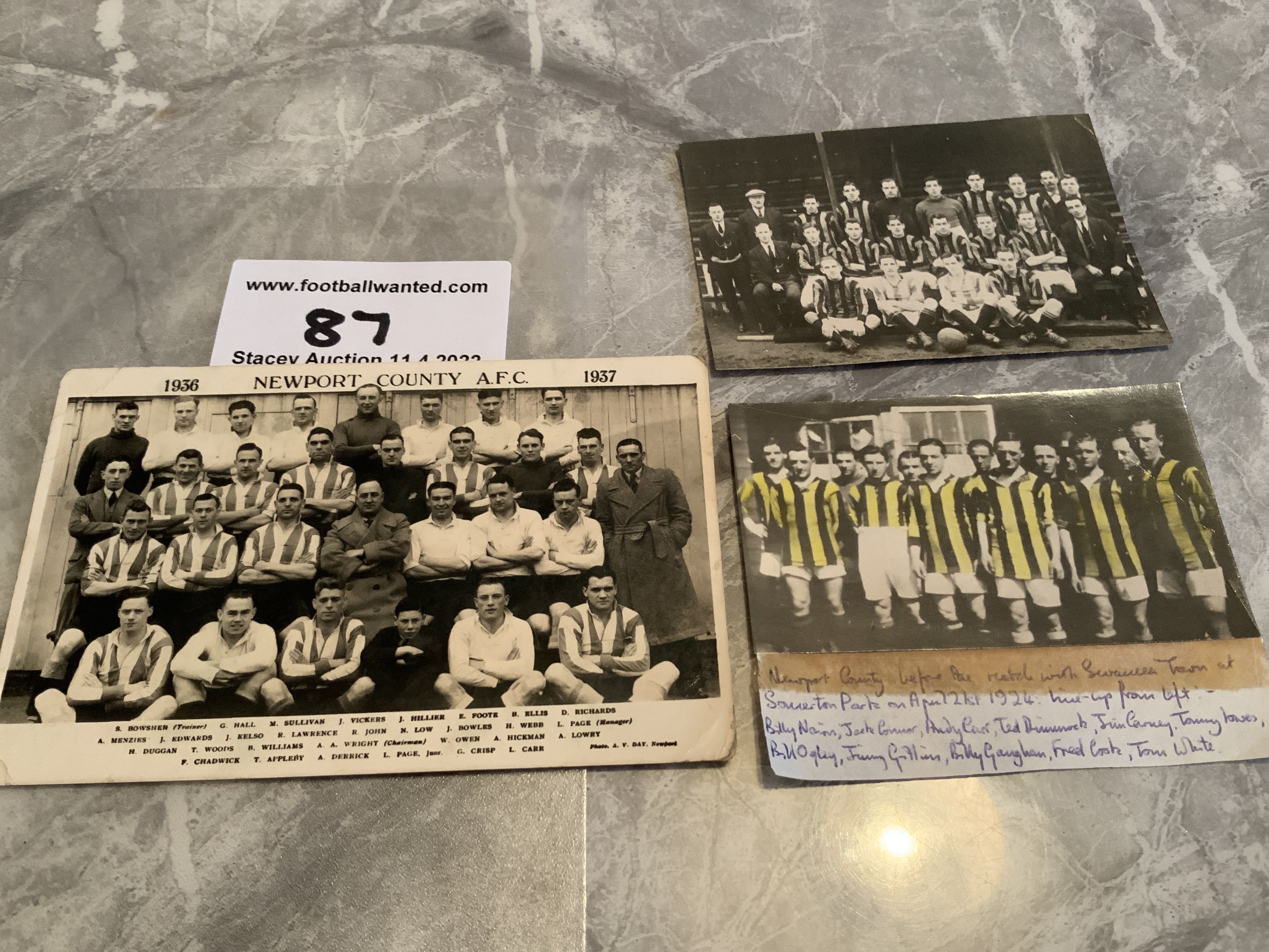 1936/37 Newport County Football Postcard + More: Fair condition with bit of creasing to corners