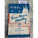 1936 FA Cup Final Football Programme: Arsenal v Sheffield United in fair condition with one team
