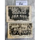 Walthamstow Avenue Pre War Football Postcards: Team groups from 32/33 and 35/36 in poor condition