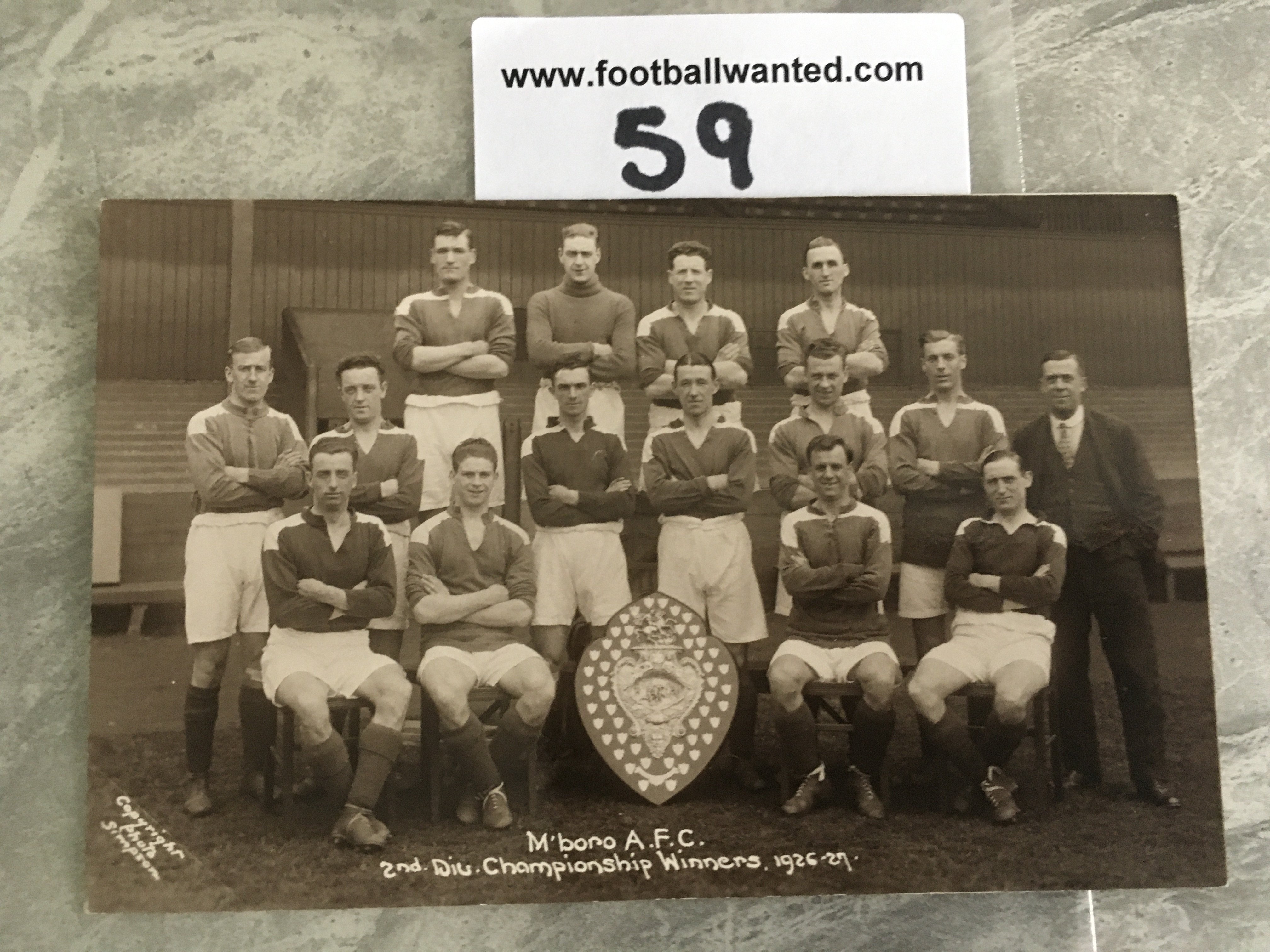 Middlesbrough 1926/27 Football Team Postcard: Excellent condition depicting team with 2nd Division