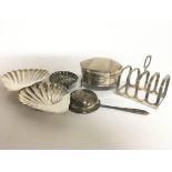 A collection of silver items comprising silver dis