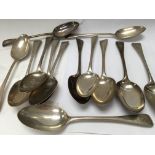 A collection of 13 silver spoon with Georgian and