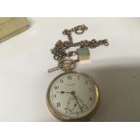 A 9carat gold button wind open faced pocket watch