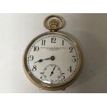 A 9carat gold cased pocket watch button wind. Not