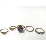 Five 9ct gold rings weighing in total approximatel