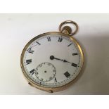 A 9carat gold cased open faced pocket watch for sp