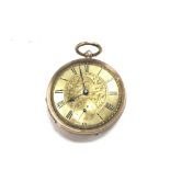 A 9ct gold pocket watch with gold face. 69g total