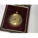 A 18 k pocket watch the dial with Roman numerals f