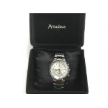 A boxed Amadeus gents chronograph watch.