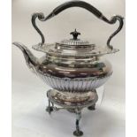 A silver plated spirit kettle.