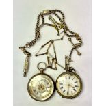 Two silver cased pocket watches.