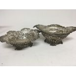 Two Silver dishes with pierced and scroll decorati