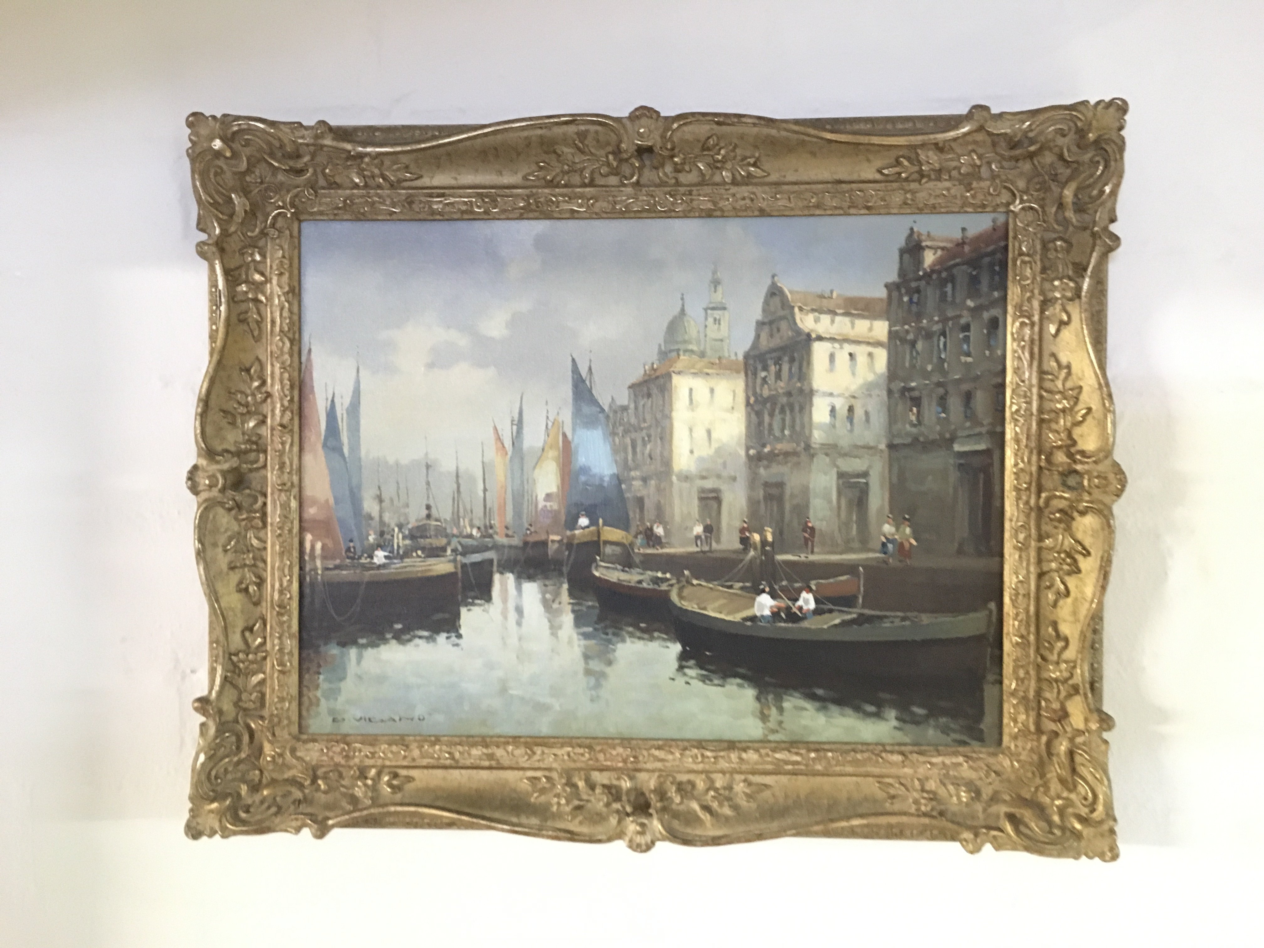 A gilt framed oil on canvas of Venice, approx 50cm