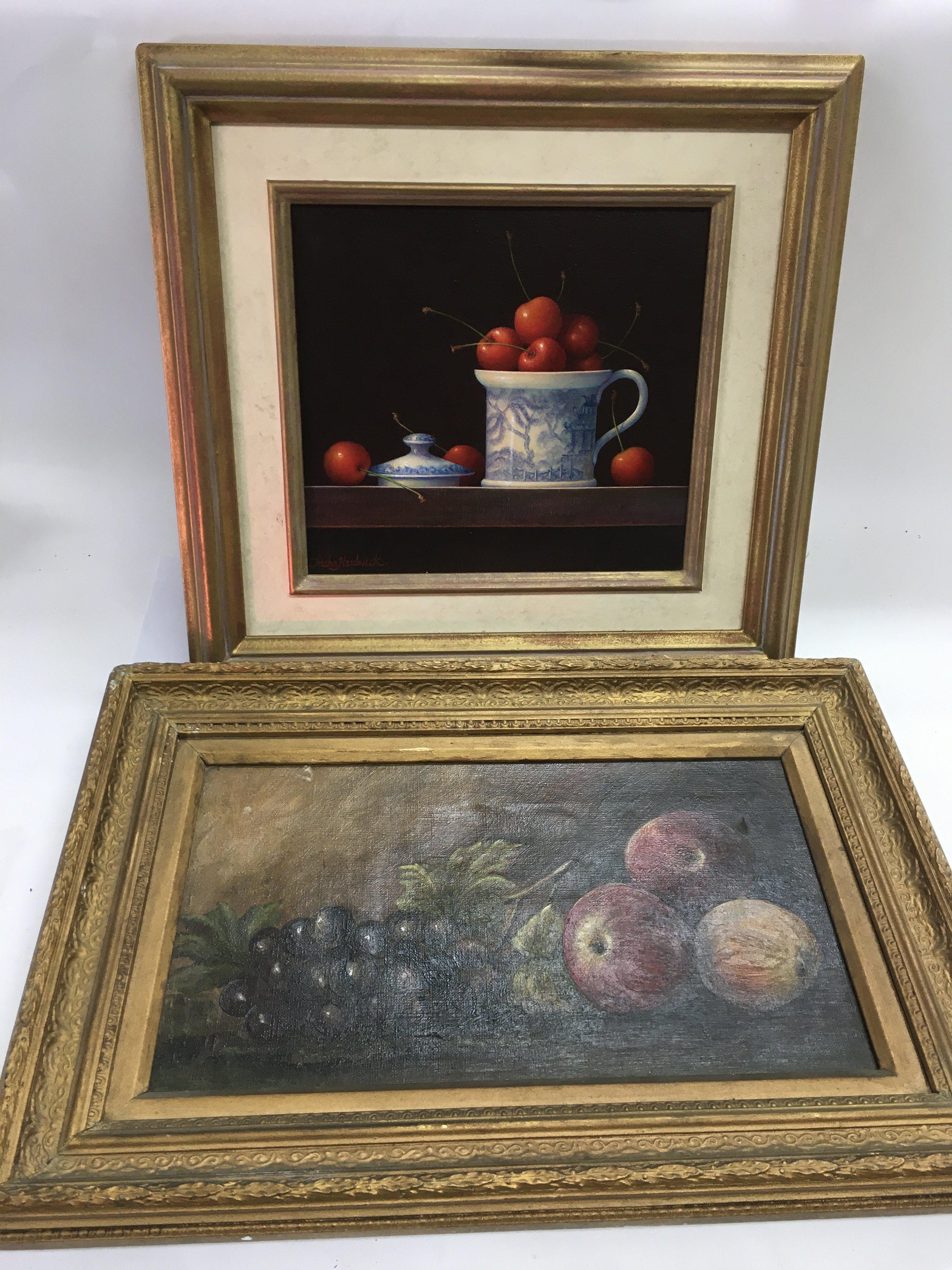 A gilt framed oil on canvas still life study of fr