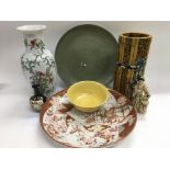 A collection of Oriental items including vases, di